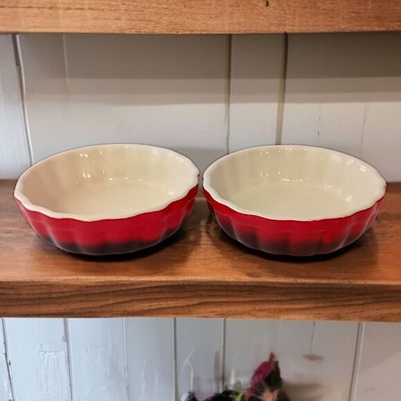 2 ROCQ‎ Parisian Patisserie Ramekins Quiche Tart Pie Baking Dish Set Ombre Red - Picture 13 of 16